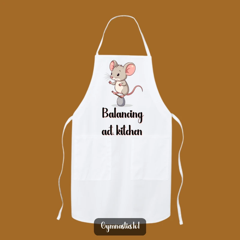 Funny Apron: Determined Mouse's Toe Balance, Perfect for Kitchen Humor