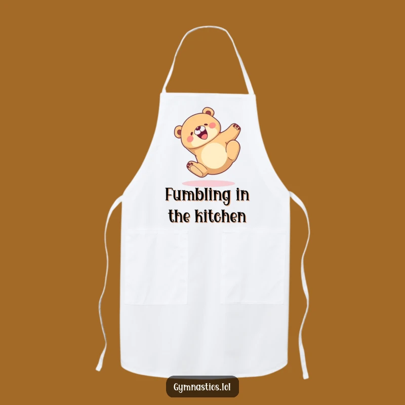 Funny Bear Tumble Apron: Chef Cartoon Bear Landing Gracefully, Practical Funny Gift