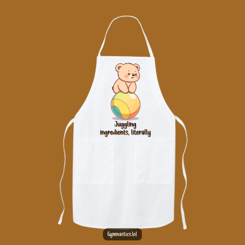Funny Bear Cub Ball Balance Apron - Kitchen Wobble Helper