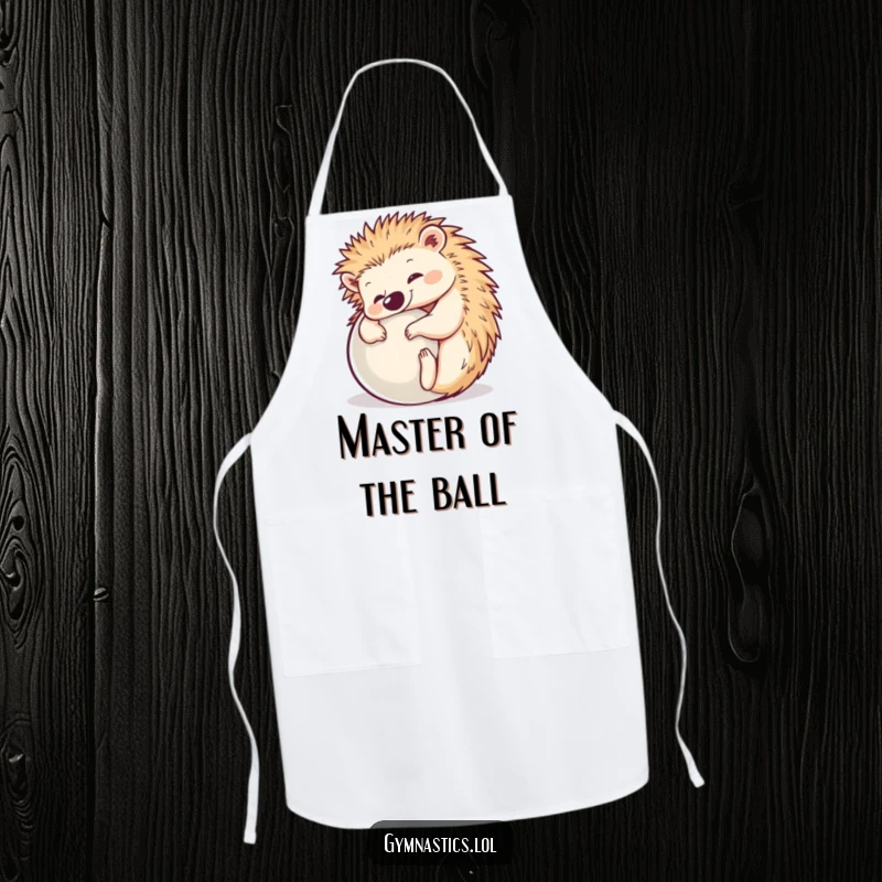 Funny Hedgehog Yoga Apron: A happy hedgehog strikes a yoga ball pose, making this a humorous and practical kitchen essential.