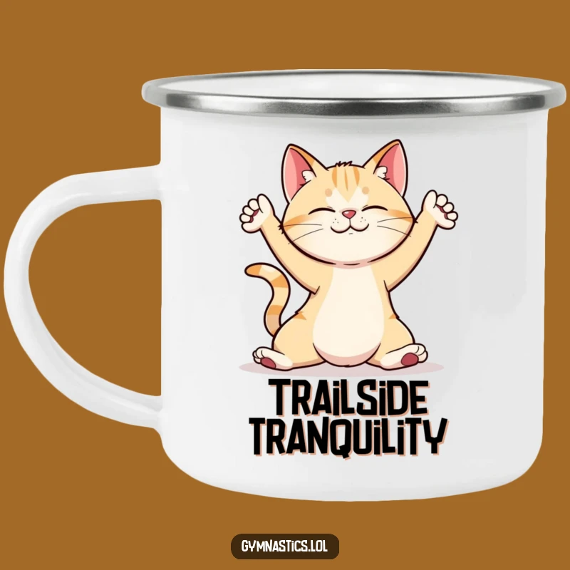 Enamel Funny Cat Yoga Pose Camping Mug: Embrace Zen Outdoors with This Hilarious Gear