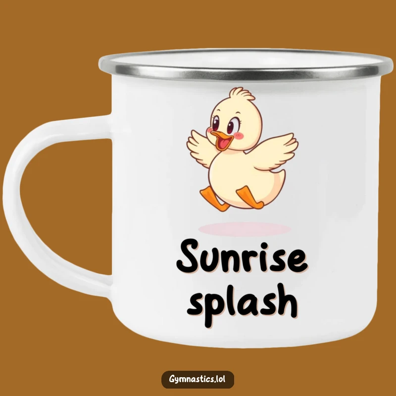 Enamel Funny Duck Jumping Camping Mug: Embrace Joy Outdoors with This Hilarious Gear