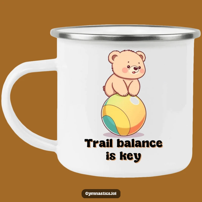 Funny Bear Cub Ball Balance Camping Mug - Outdoor Wobble Companion