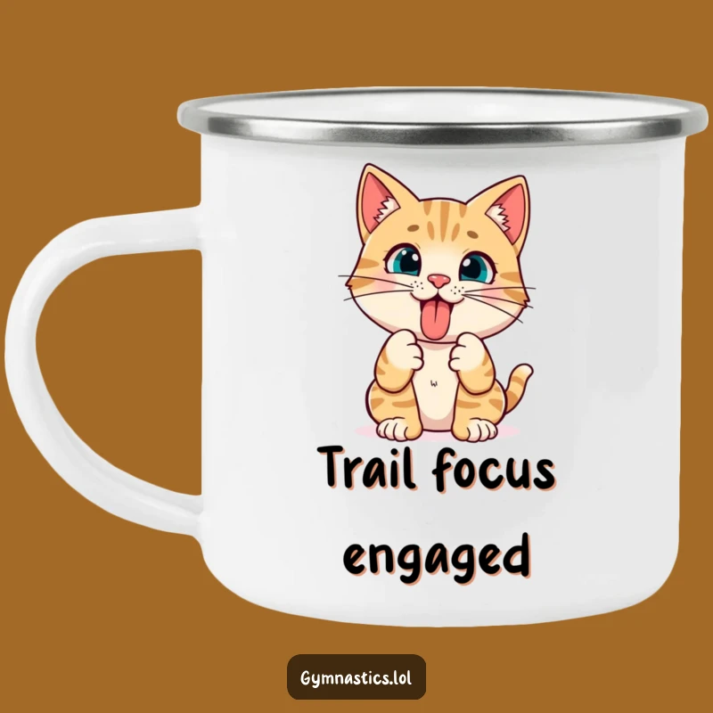 Funny Cat Yoga Camping Mug: Outdoor Humor with Tongue-Out Pose