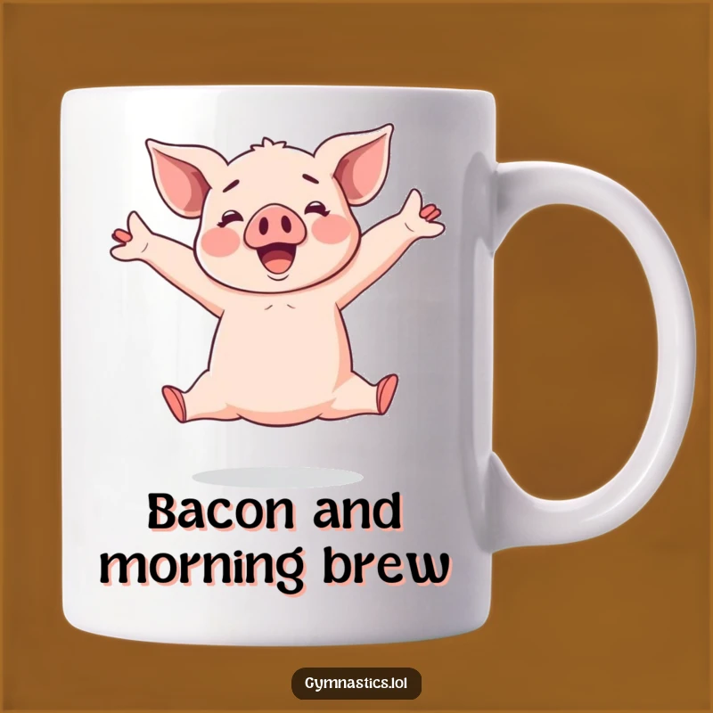 Funny Piglet Split Leap Mug Gift: Cheerful Acrobat for Gymnastics and Pig Lovers