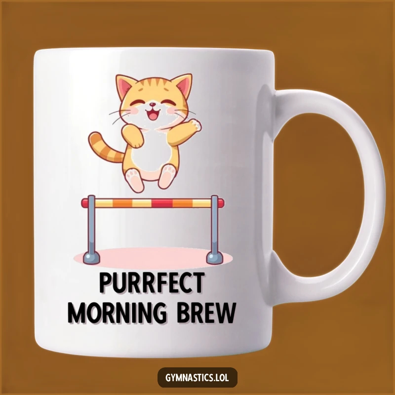 Funny Cat Hurdle Mug: Confident Leaping for a Hilarious Gift