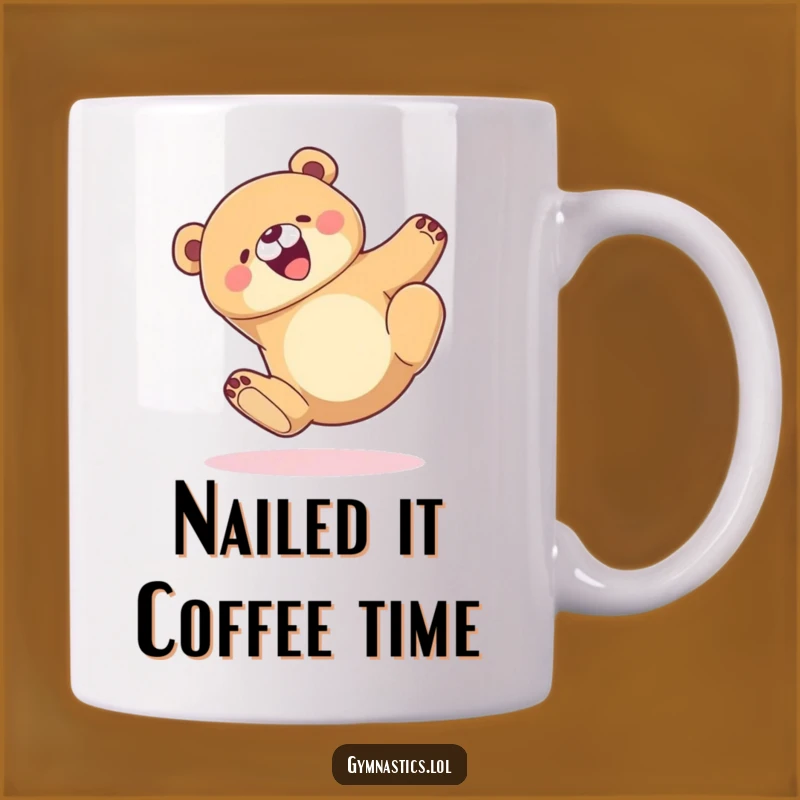 Funny Bear Tumble Mug: Adorable Cartoon Bear Landing Gracefully, Perfect Funny Gift