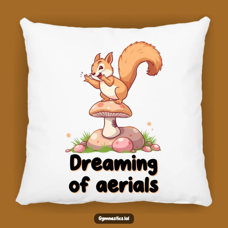 Funny Squirrel Somersault Pillow - Cozy Mushroom Acrobat Comfort