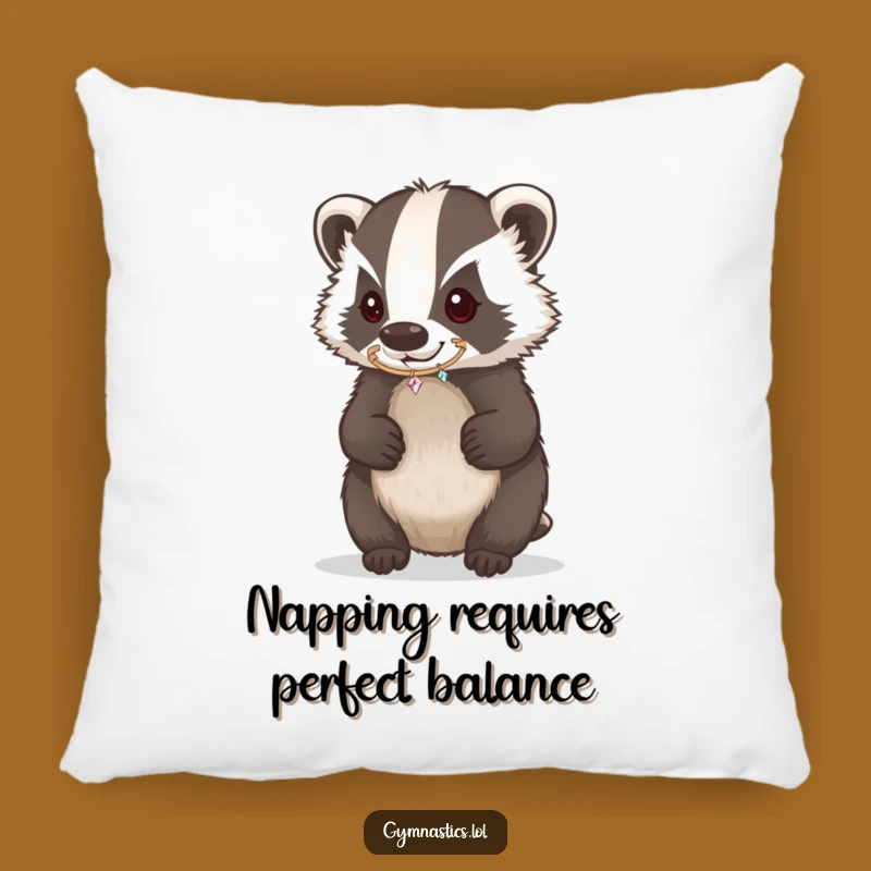 Funny Badger Hoop Pillow - Cozy Balancing Act Comfort Gift