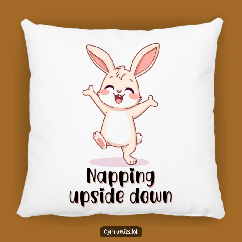 Funny Bunny Pillow: Enthusiastic Handstand Cushion for Cozy Support