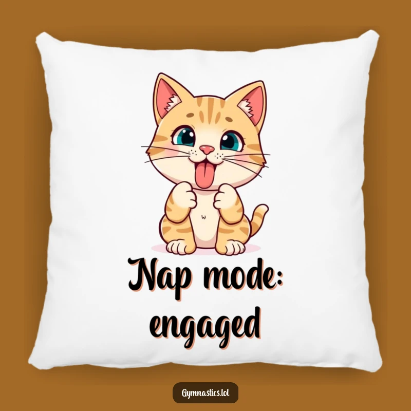 Funny Cat Yoga Pillow: Soft Pillow with a Tongue-Out Pose