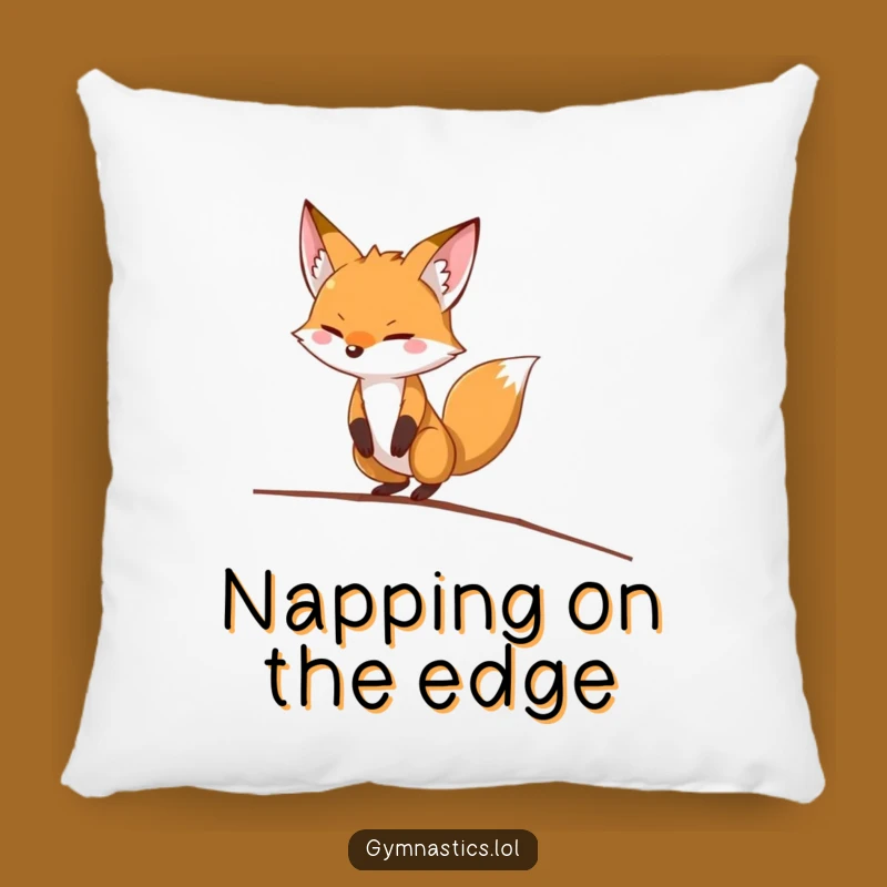 Funny Fox Balance Beam Pillow: Comfy Decor with Comedic Tension