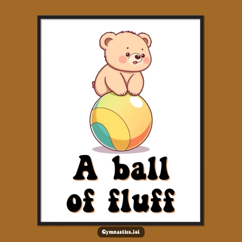 Funny Bear Cub Ball Balance Digital Art - Instant Download Cute Decor