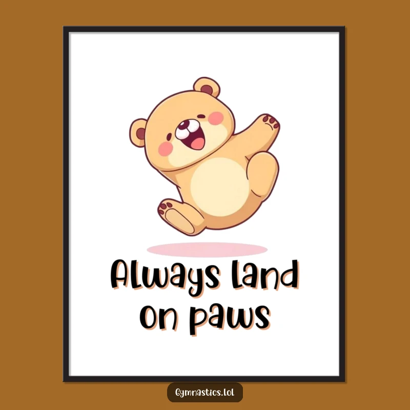 Funny Bear Tumble Digital Art Print: Joyful Bear Landing Gracefully, Instant Funny Gift