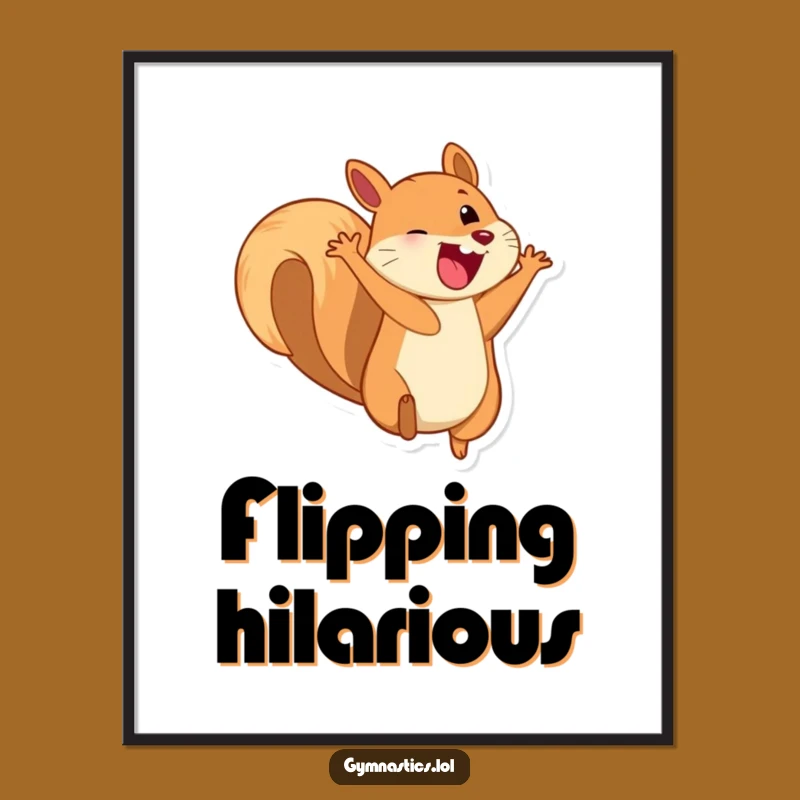 Funny Squirrel Digital Art - Playful Somesault Print, Amazing Funny Gift