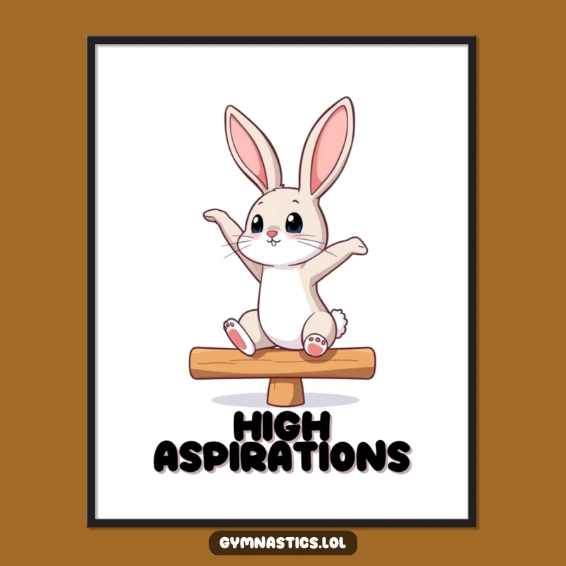 Funny Bunny Balance Beam Digital Art - Instant Agility Decor, Unique Gift