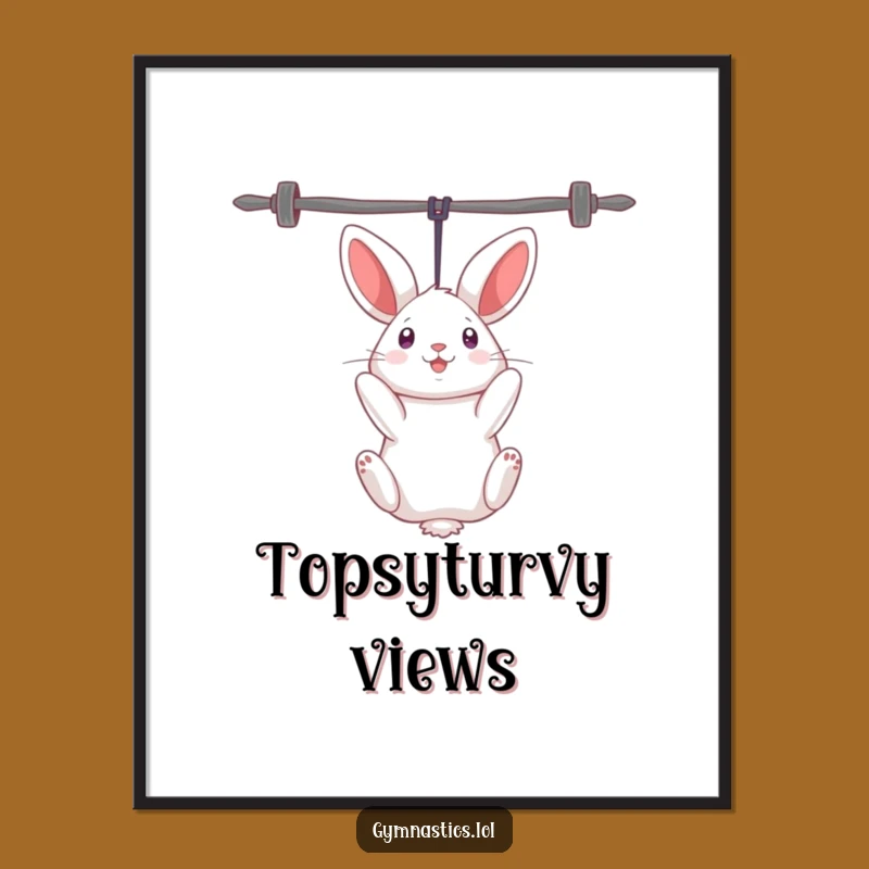 Funny Rabbit Uneven Bars Digital Print: Instant Gymnast Wall Decor