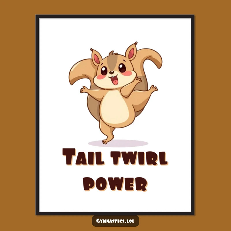 Funny Squirrel Cartwheel Digital Art: Playful Animal Print Gift