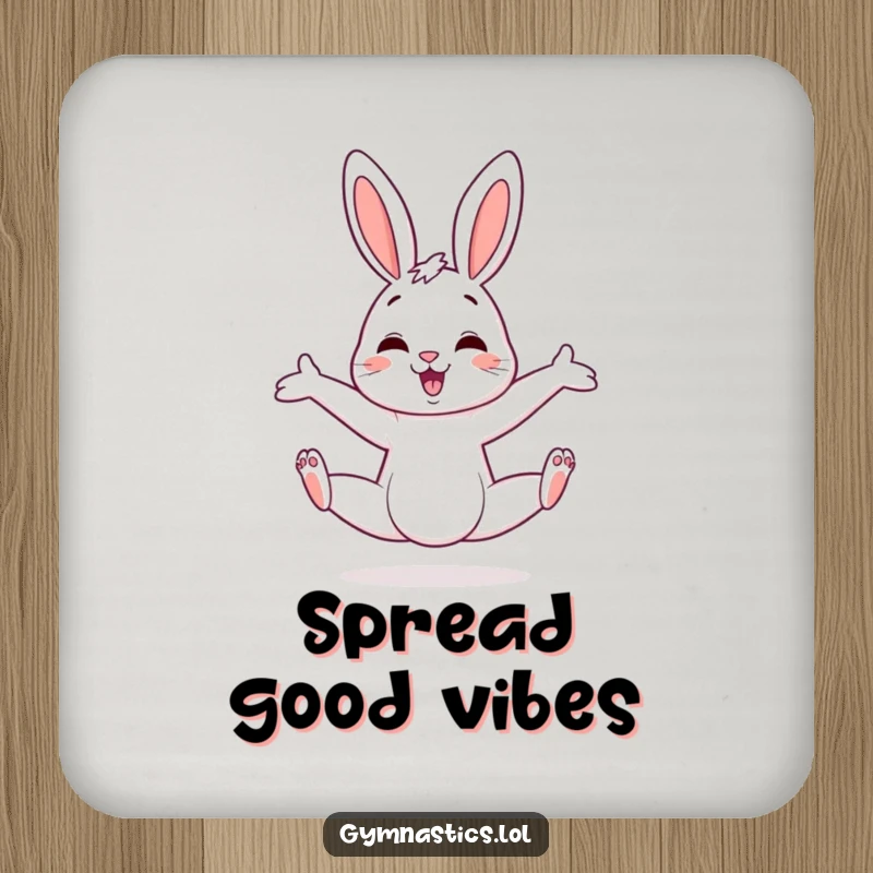 Funny bunny coasters featuring a cheerful bunny in an askew split, adding a touch of playful humor to drink protection.