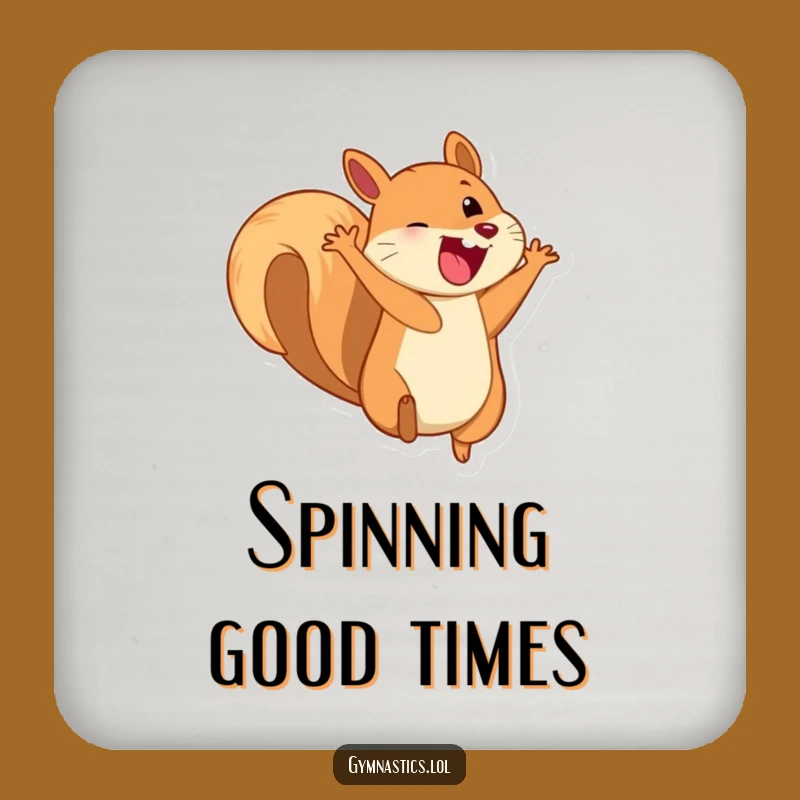 Funny Squirrel Coaster - Cheerful Playful Somesault Decor, Ideal Funny Gift