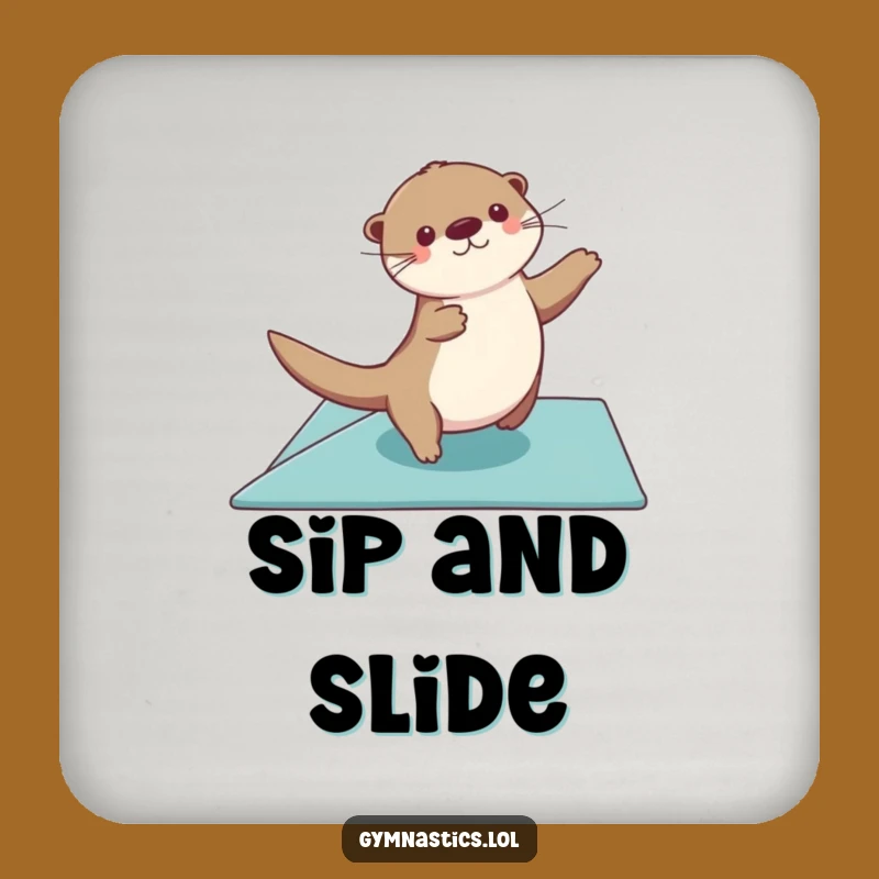 Funny Otter Gymnastics Coasters - Protect Surfaces with Elegant Humor