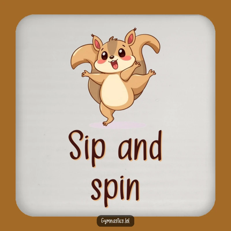 Funny Squirrel Cartwheel Coaster: Playful Animal Drink Protector Gift