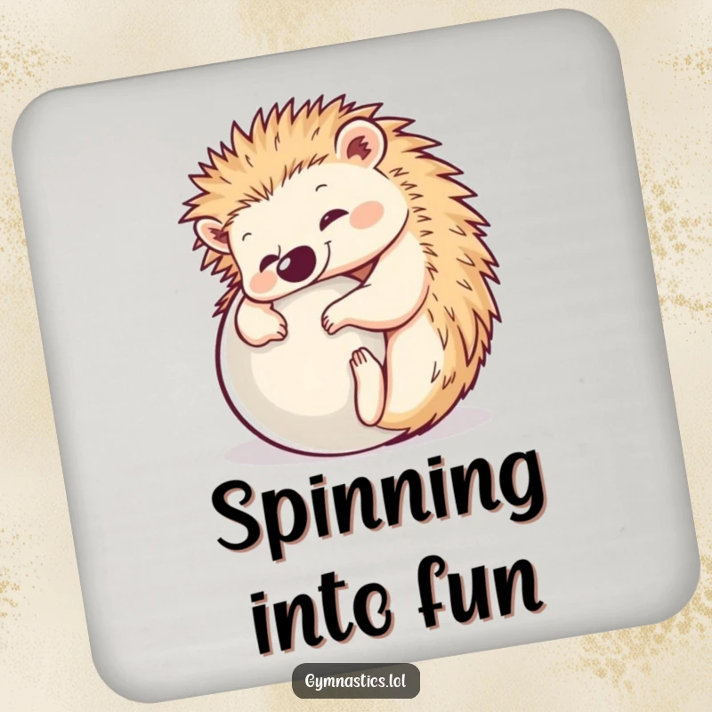Funny Hedgehog Yoga Coaster: A happy hedgehog poses perfectly in a ball, adding a humorous and protective element to your tables.