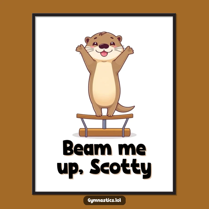 Funny Smiling Otter Handstand Poster - Wall Art Gift for Playful Decor