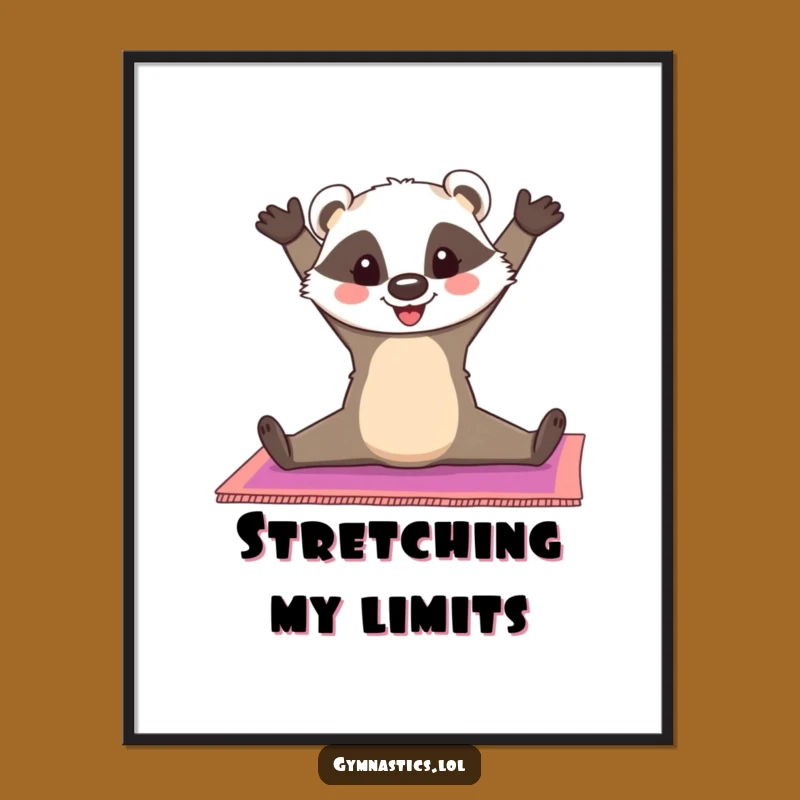 Funny Badger Split Gymnastics Poster: Cheerful Art for Your Walls