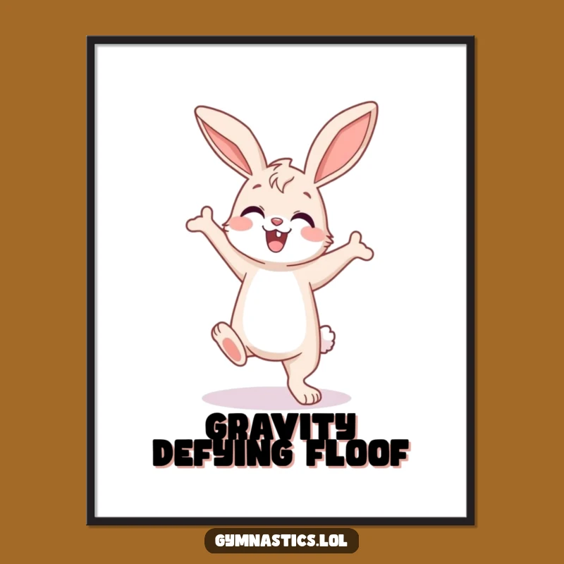 Funny Bunny Poster: Enthusiastic Handstand Art for Inspiring Wall Decor