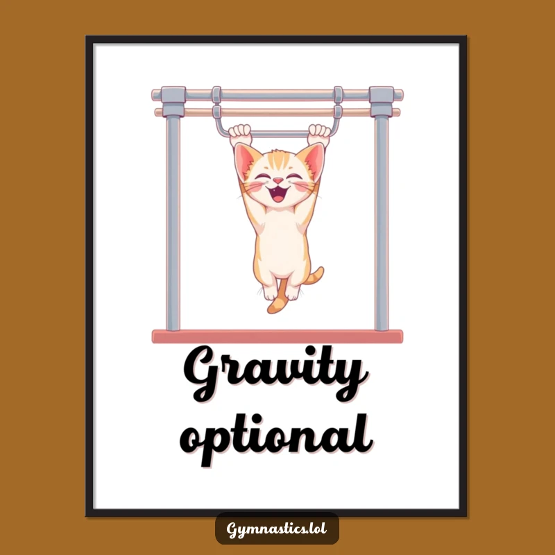 Funny Kitten Uneven Bars Poster - Playful Acrobat Art, Unique Humorous Gift