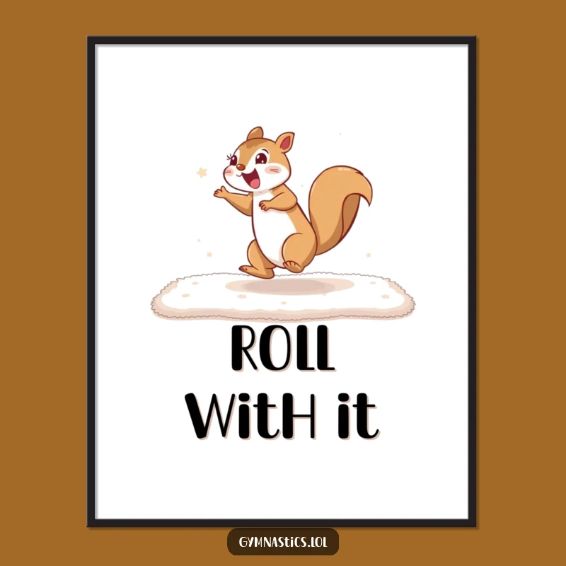 Funny Squirrel Cartwheel Poster - Dynamic Action Art, Unique Humorous Gift