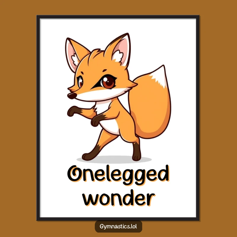 Funny Fox Poster - Artistic One-Legged Animal Print, Amazing Funny Gift for Walls
