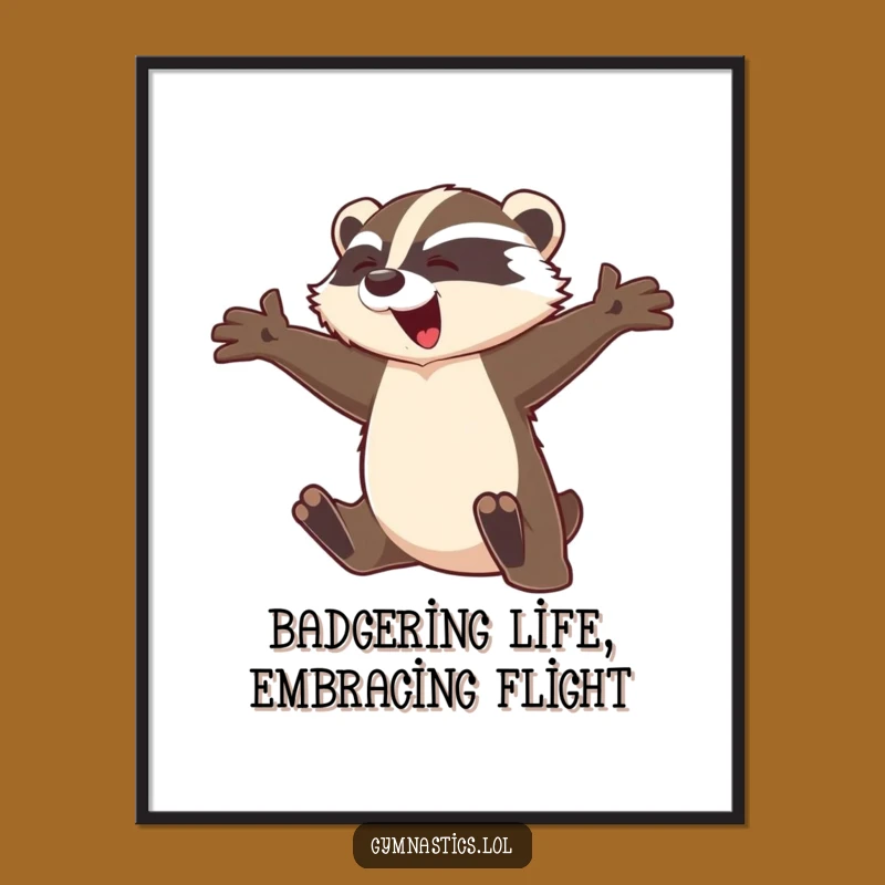 Funny Free Printable Wall Art: Graceful Badger Leap Whimsical Downloadable Decor