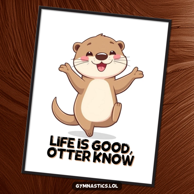 Funny Free Printable wall art shows a happy otter in a comical one-handed balance pose, adding playful charm to any room.