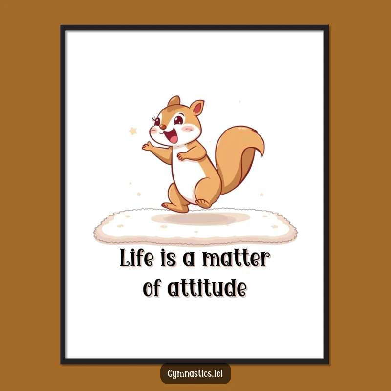 Free Printable Wall Art: Excited Squirrel Cartwheel, Funny Downloadable Decor