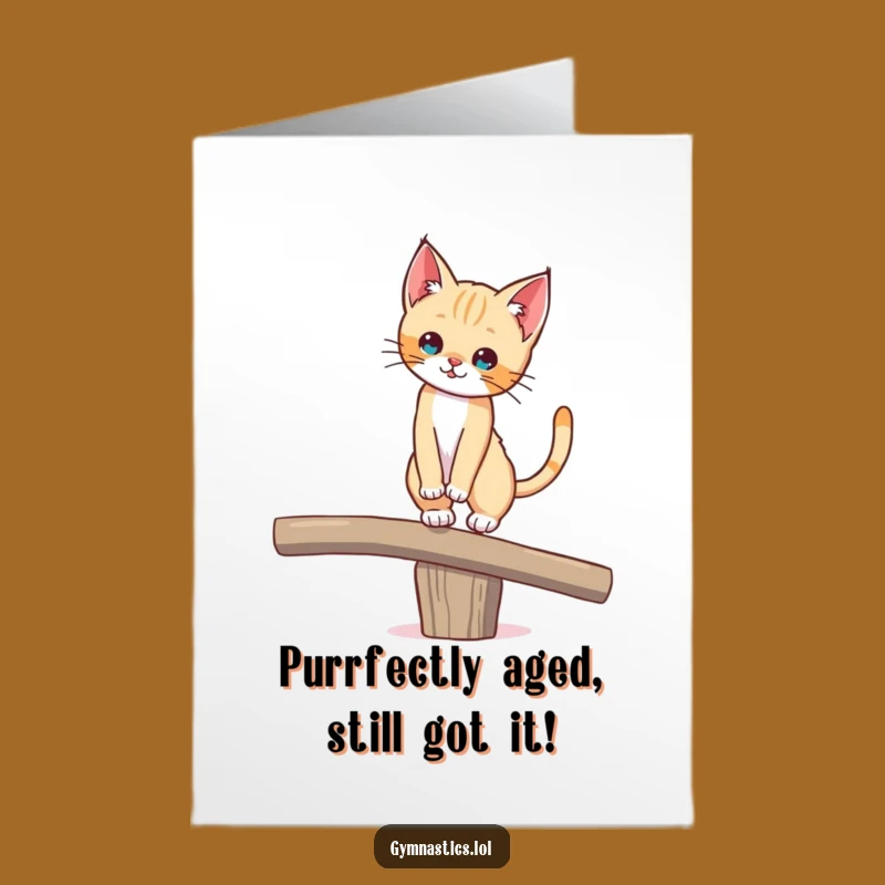Free Printable Birthday Card: Funny Tripping Kitten Balance Humor Downloadable Gift