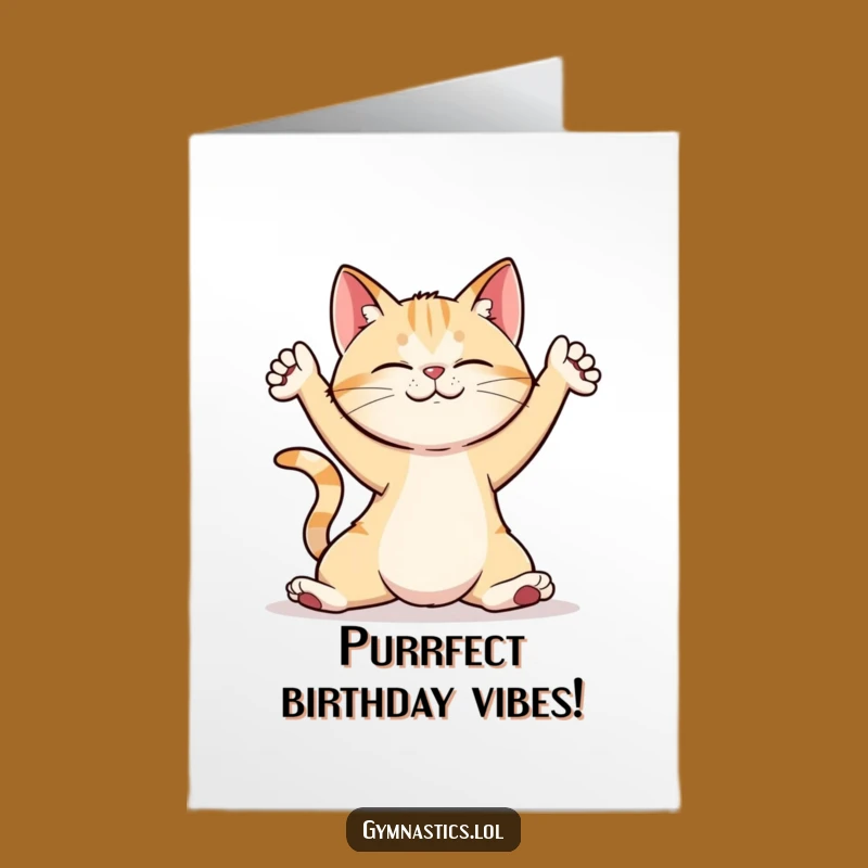 Free Printable Cat Yoga Birthday Card: Funny Downloadable Greeting for Flexible Fun