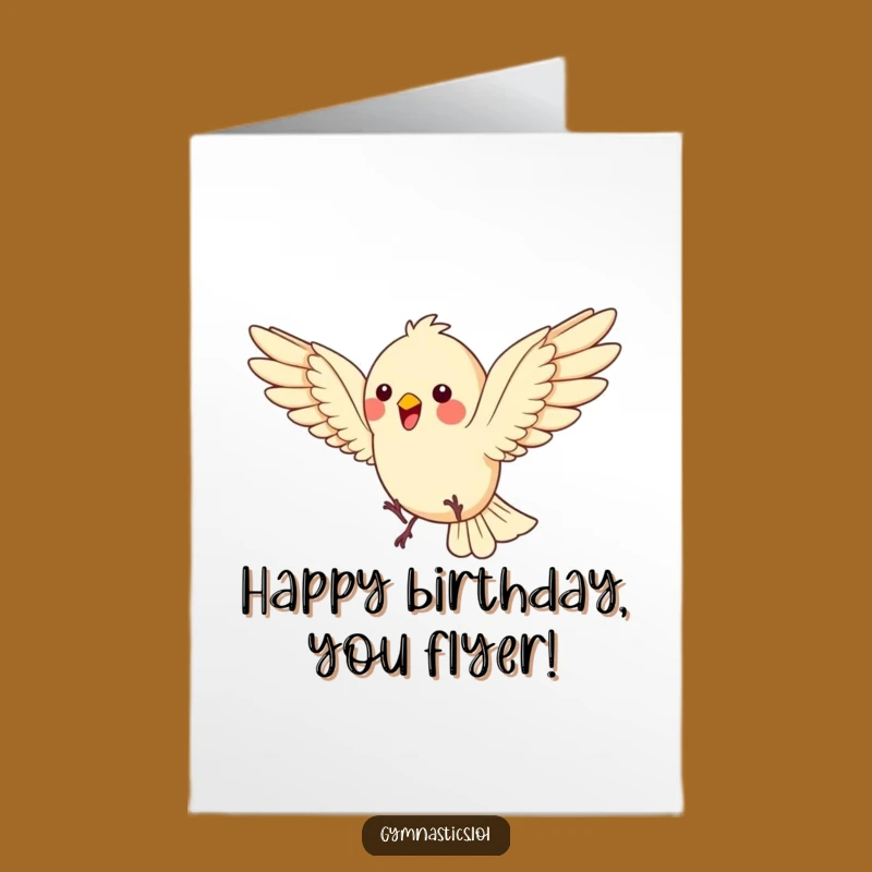 Free Printable Birthday Card: Bouncing Bird Somersault - Energetic Funny Downloadable Gift!