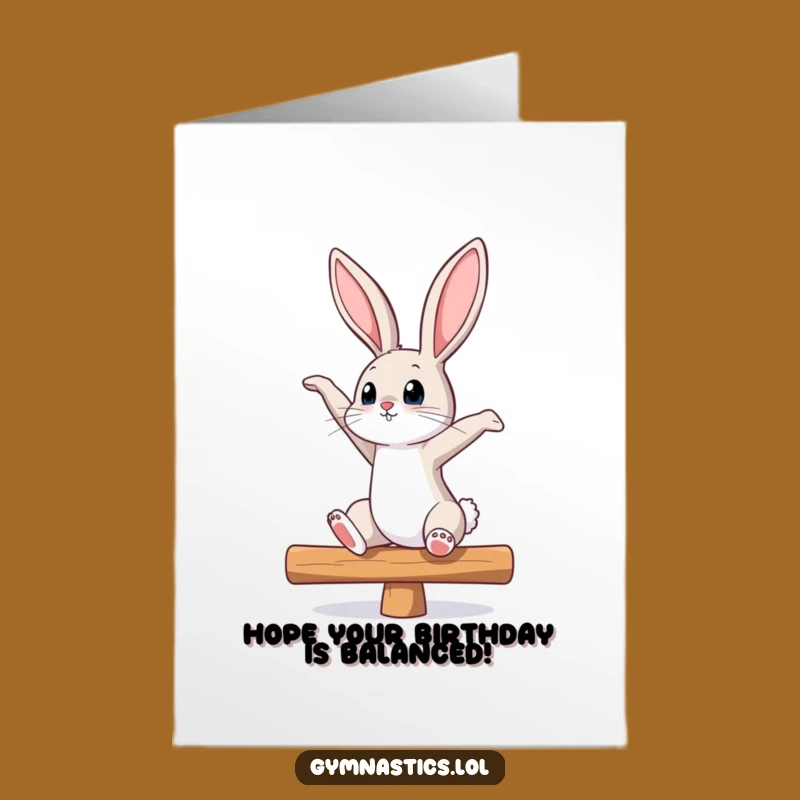 Free Printable Birthday Card: Curious Bunny Balance, Funny Downloadable Gift