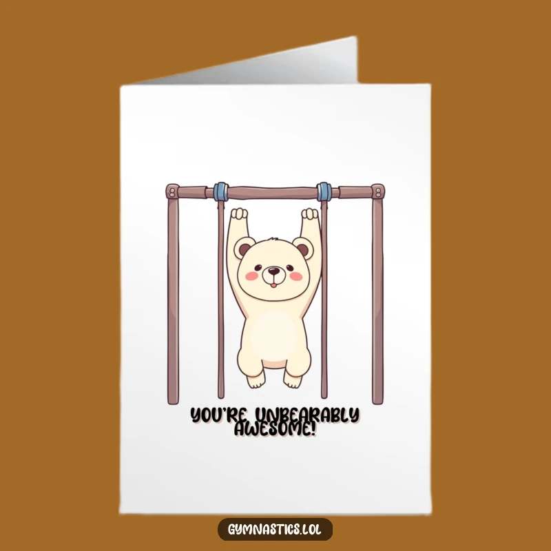 Free Printable Congrats Card: Hilarious Bear Gymnastics, Unique Downloadable Achievement Gift