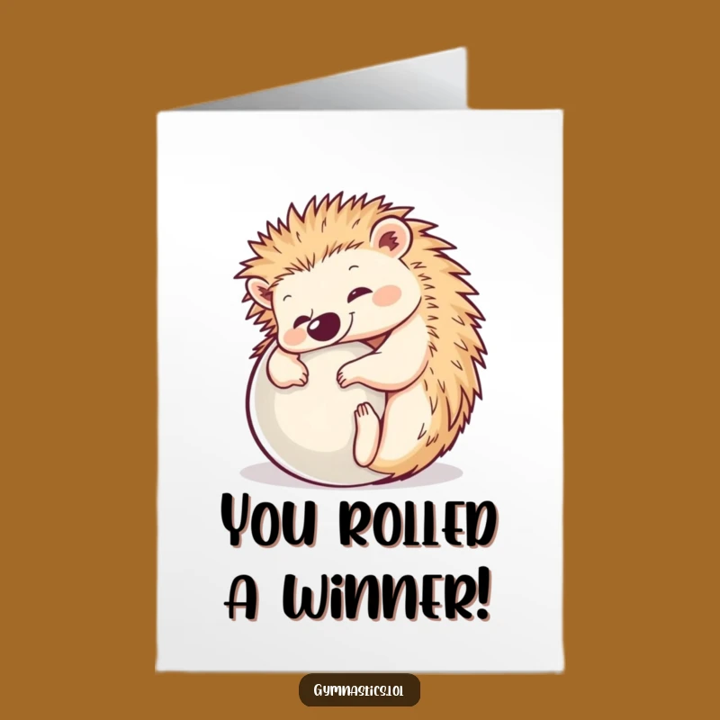 Free Printable Congrats Card: Hilarious Hedgehog Ball Pose, Unique Downloadable Congratulations Gift