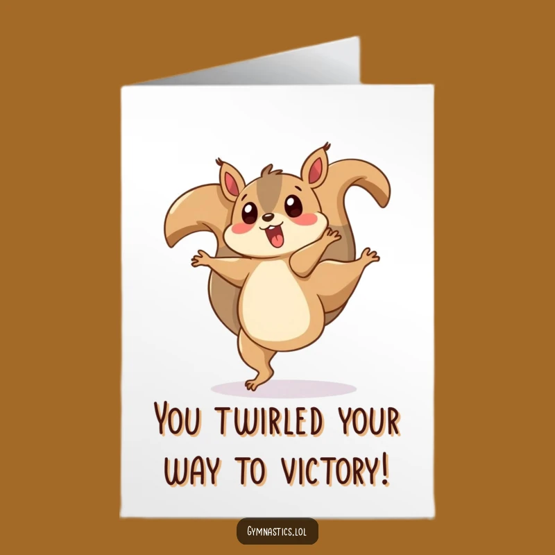 Free Printable Congrats Card: Squirrel's Playful Cartwheel Surprise