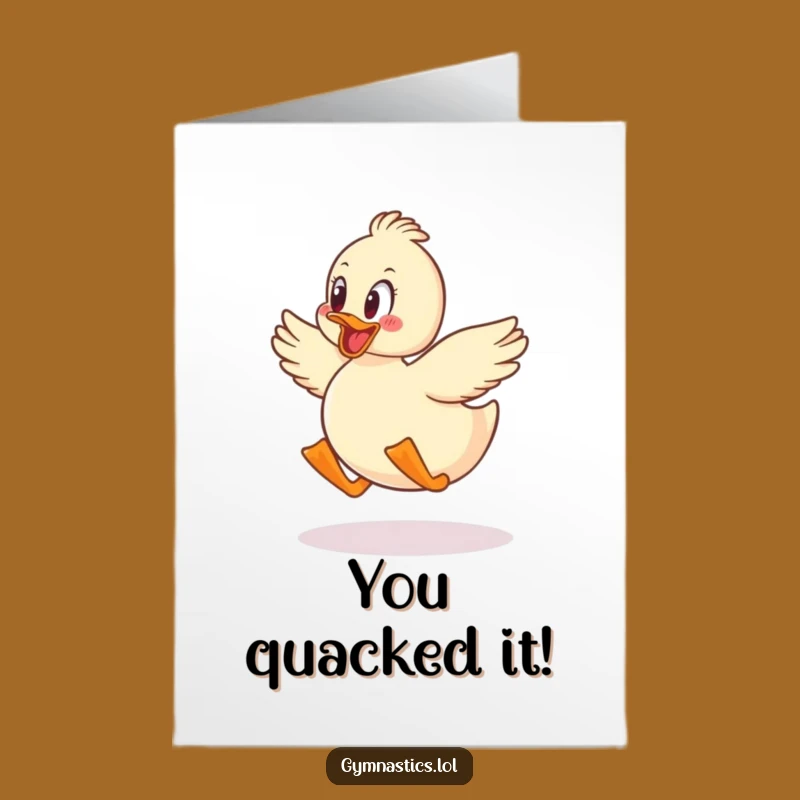 Free Printable Duck Jump Congratulations Card: Funny Downloadable Greeting for Big Leaps