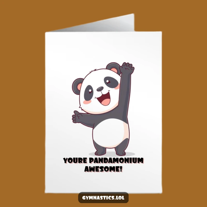 Free Printable Panda Handstand Congratulations Card: Funny Downloadable Greeting for Bold Efforts