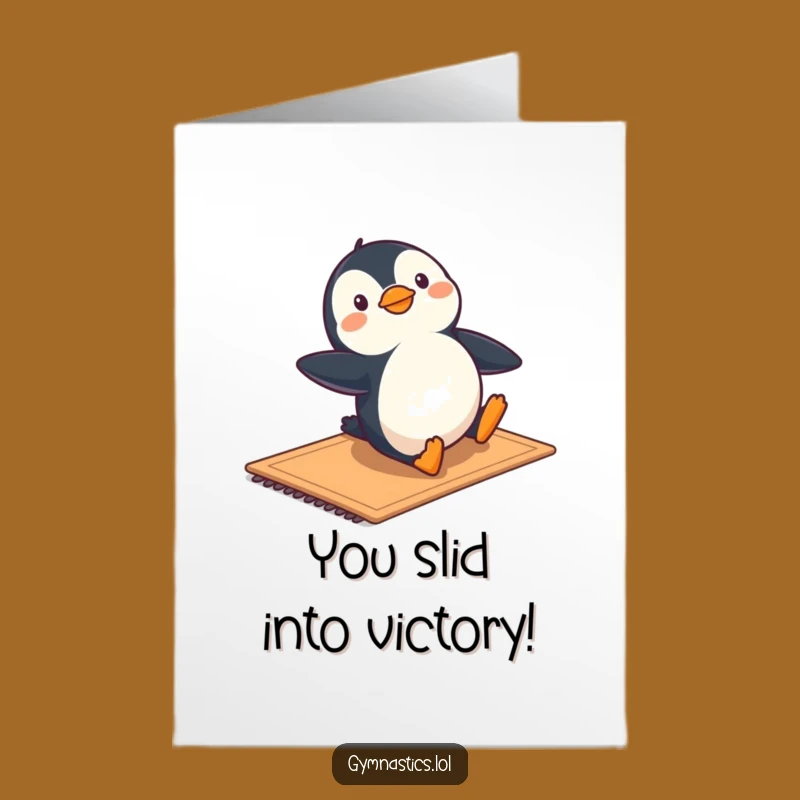 Free Printable Congrats Card: Penguin's Gymnastics for Your Big Win