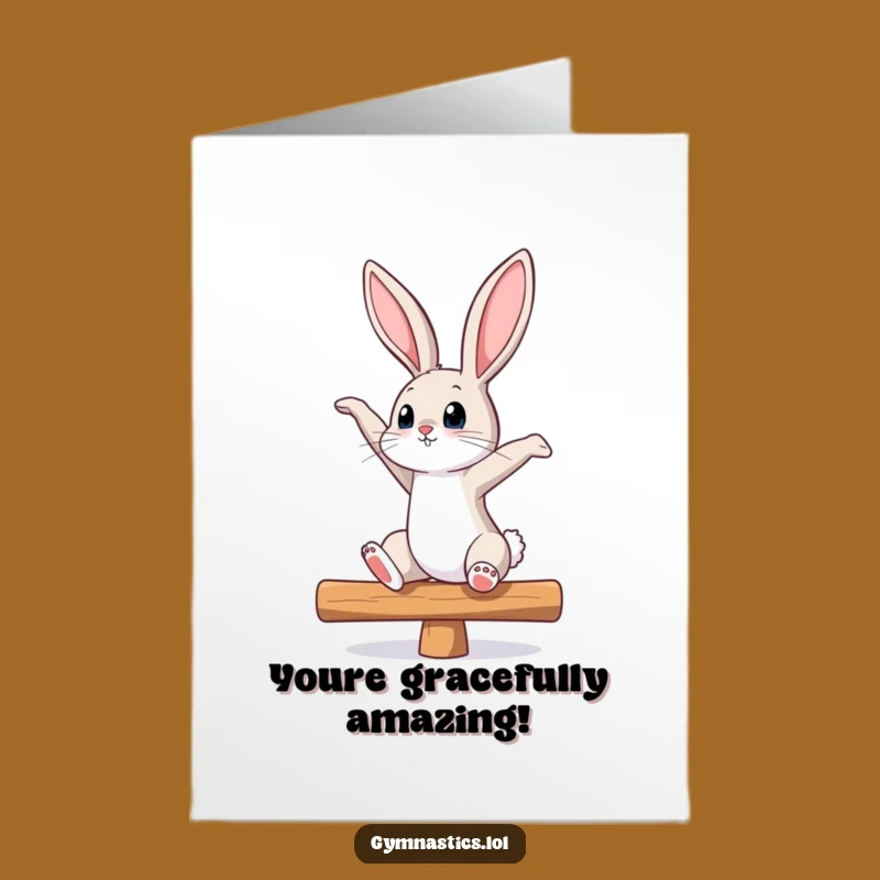 Free Printable Congrats Card: Curious Bunny Balance, Humorous Downloadable Gift