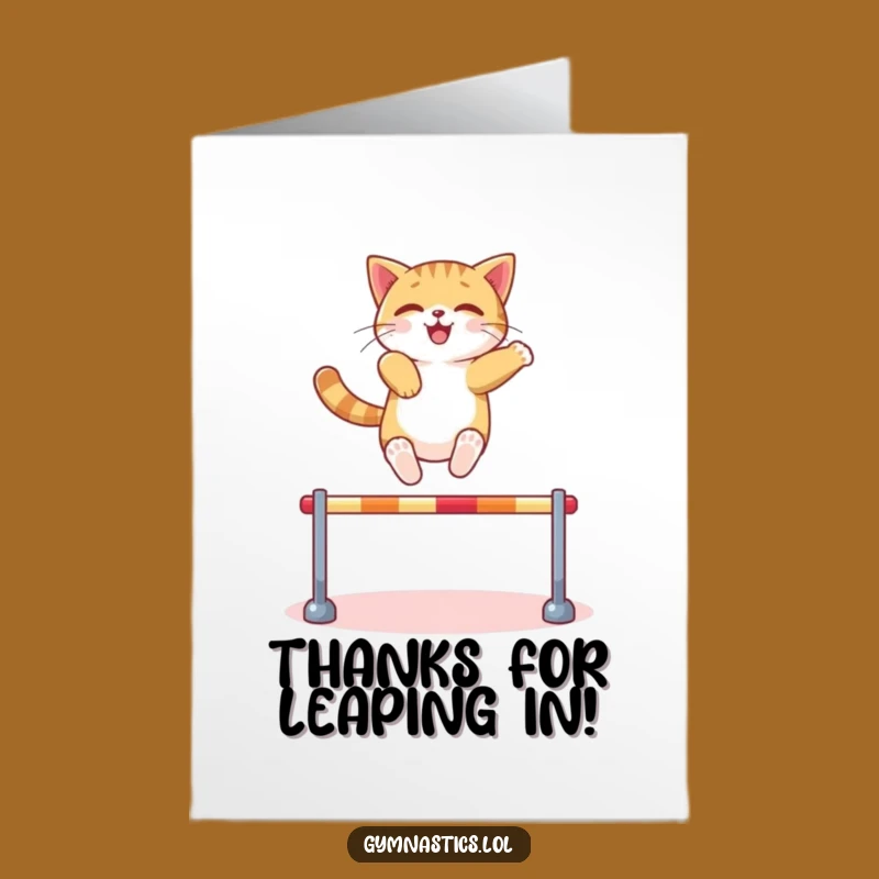 Free Printable Thank You Card: Confident Cat Leap - Grateful Downloadable Gift!