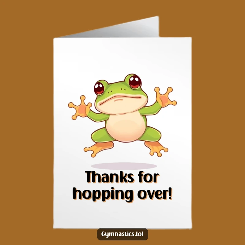 Free Printable Thank You Card: Frog Nose Dive Gratitude Downloadable Gift