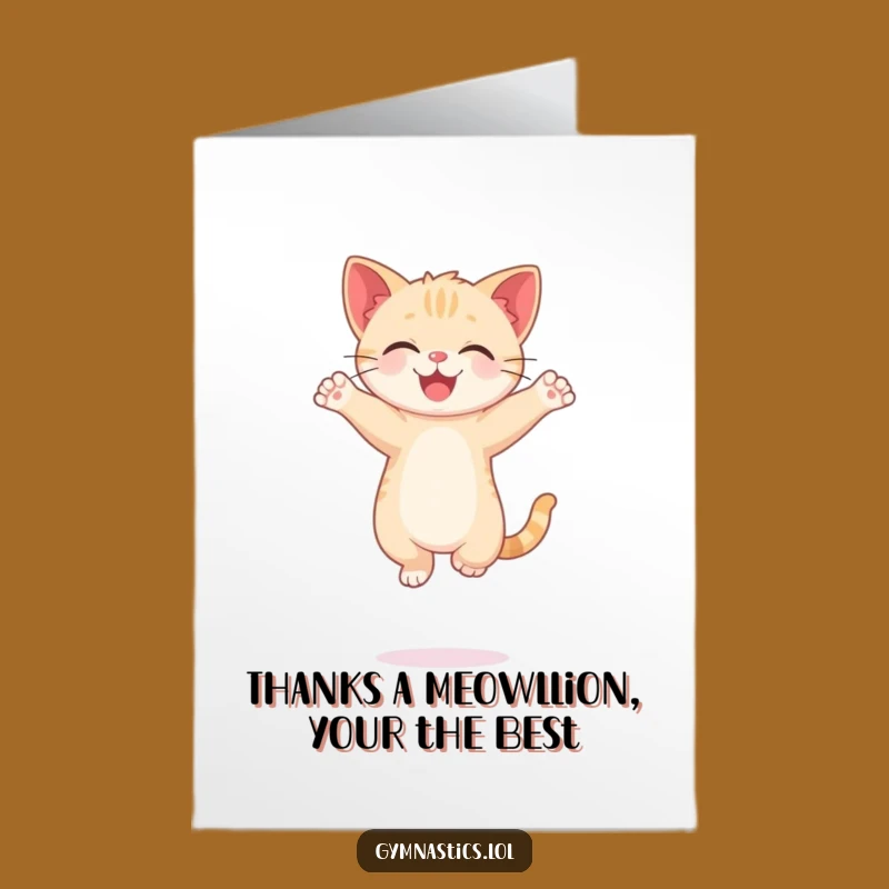 Free Printable Thank You Card: Funny Kitten Balancing - Hilarious Downloadable Greeting